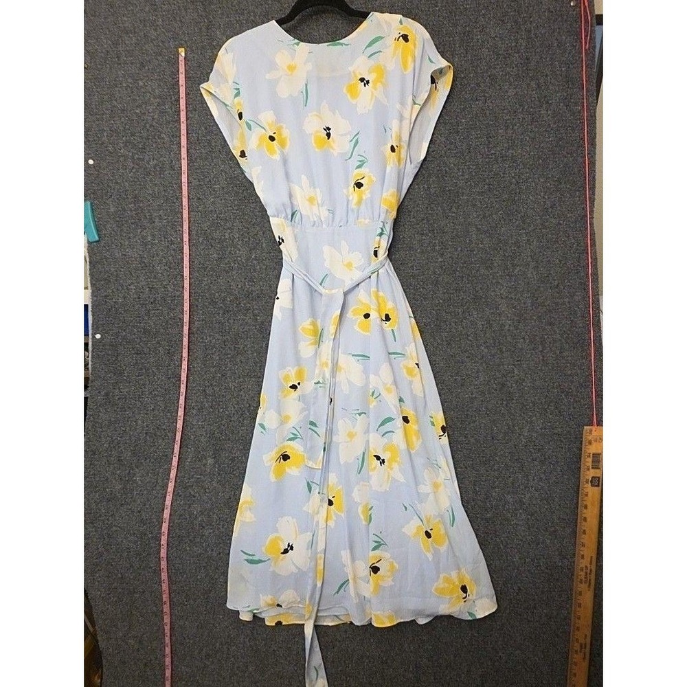 Ann Taylor Dress Womens 8 Blue Floral Round Neck Belted Fit & Flare Midi